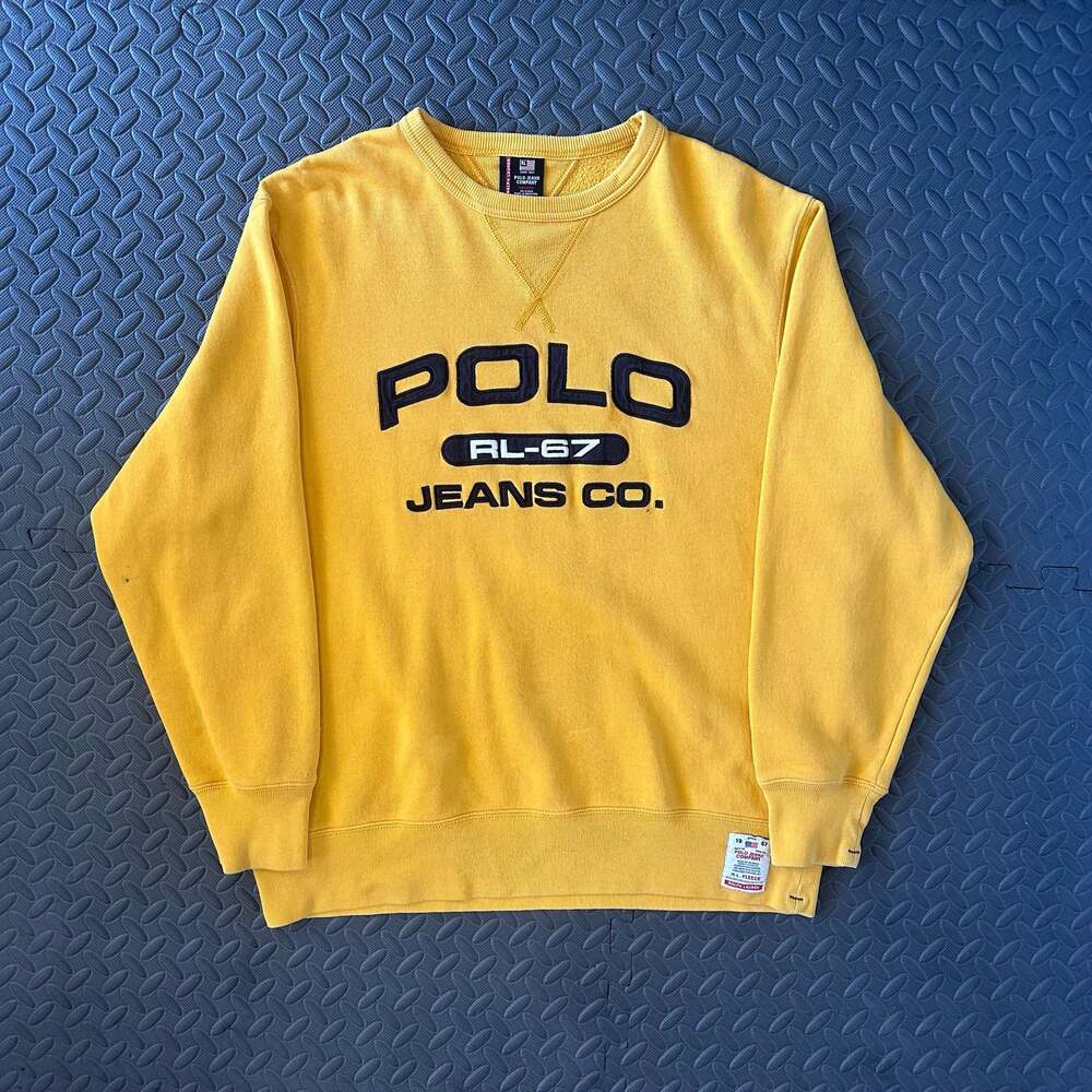 Vintage Polo Jeans Company Ralph Lauren RL-67 Yellow Crewneck Sweatshirt
